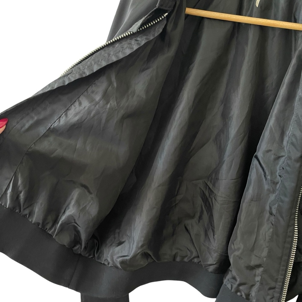 FREE PEOPLE Black Midnight Satin Full Zip Oversized Bomber Jacket L - Picture 14 of 16